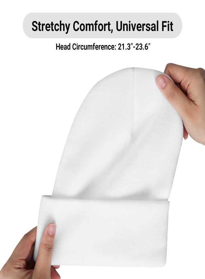 Umeepar Classic Knit Cuffed Beanie Hat Winter Warm Skull Cap Stocking Cap for Women Men (US, Alpha, One Size, White) - Image 4